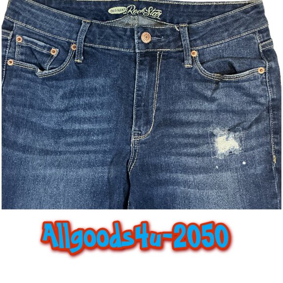 Old Navy Rockstar Size 10 Distressed Rhinestone Skinny Jeans - Picture 2 of 11